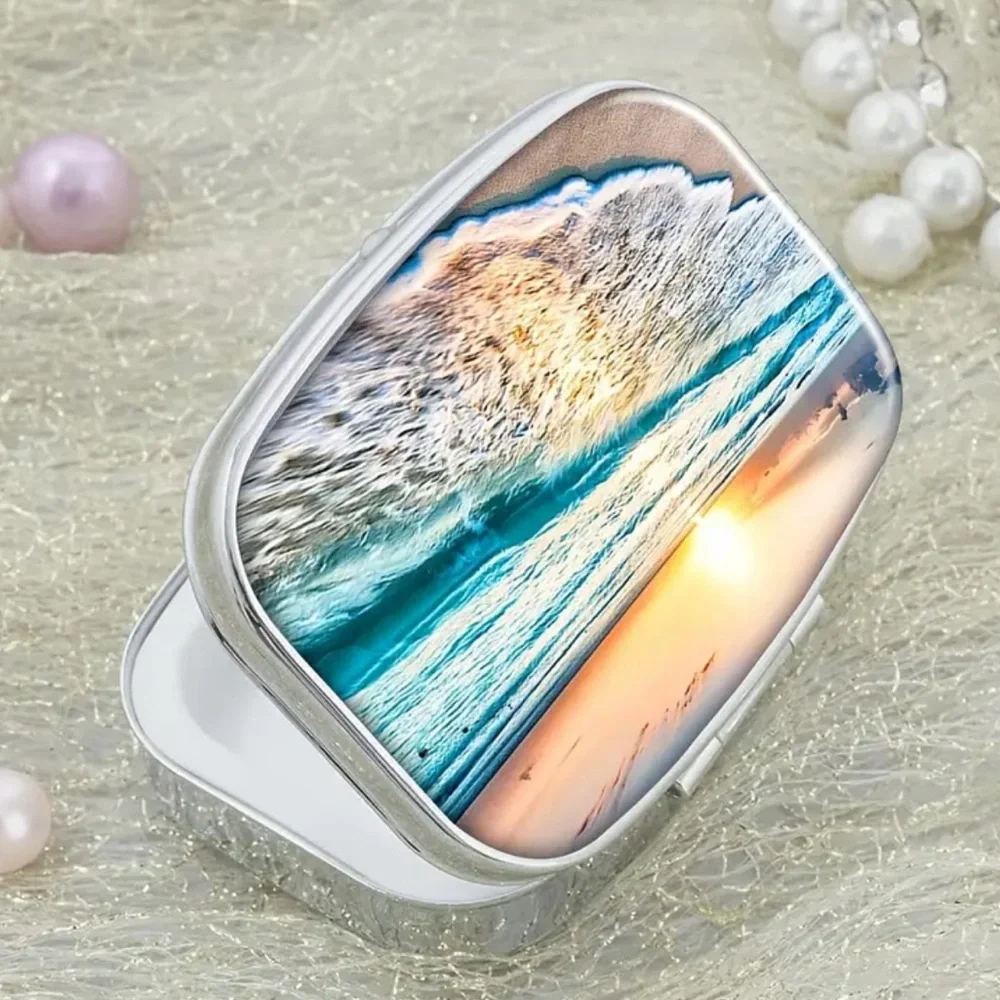 NEW| Pill Box Beach Tropical Theme Portable Case Medicine Organizer